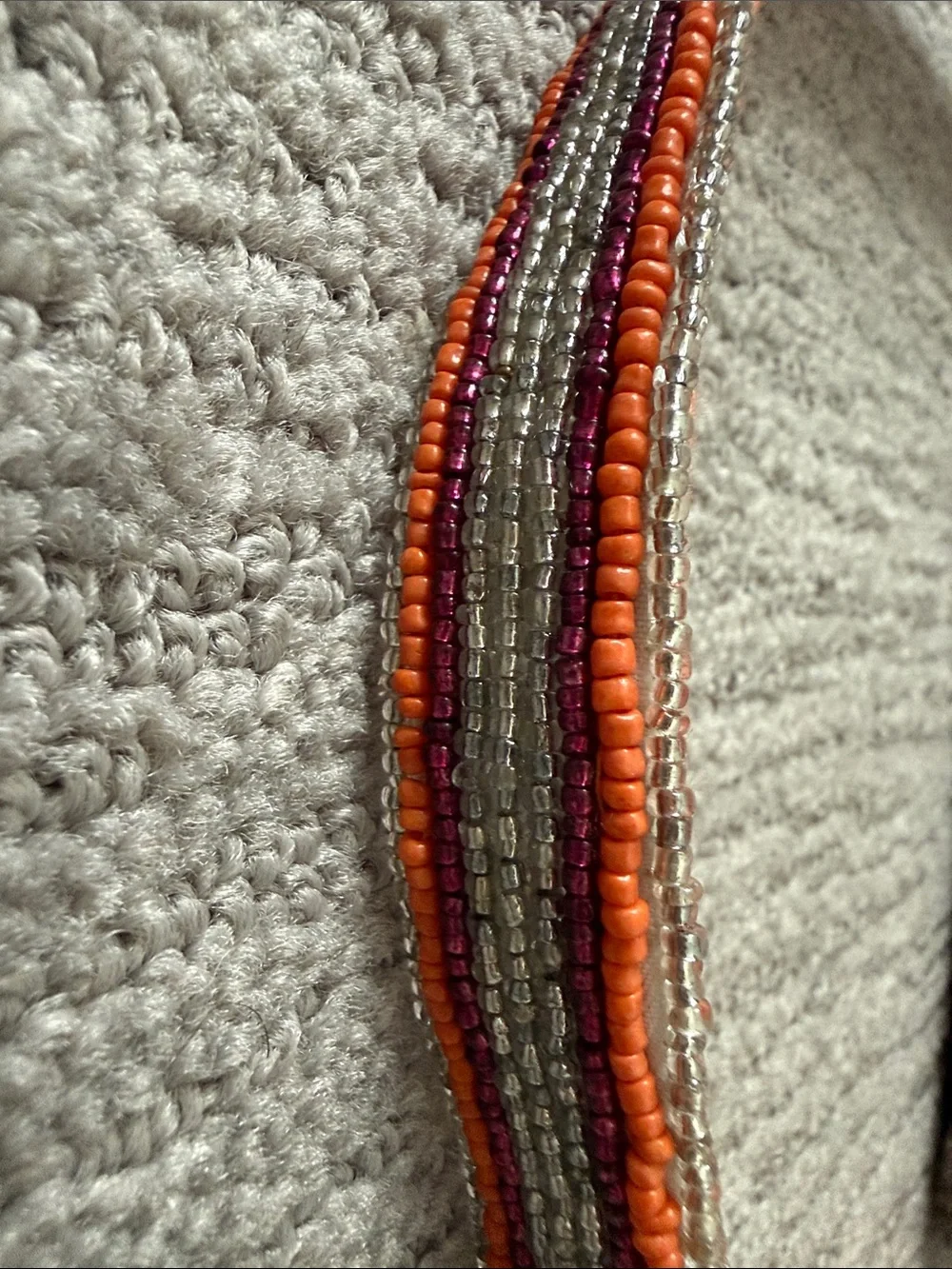 Shoulder Bag-Anthropologie Orange & Pink Beaded Floral with Cream Beadwork